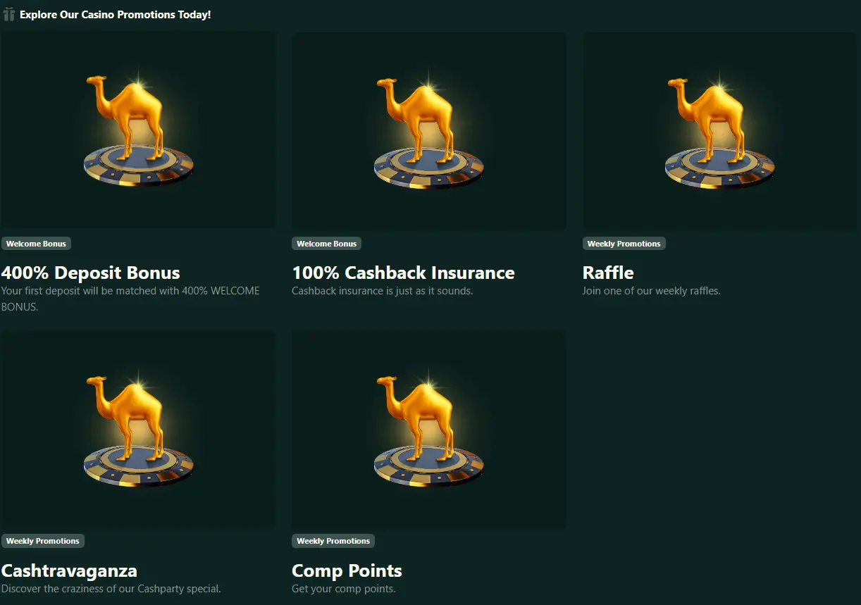 Promozioni di Sahara Sands Casino con bonus di deposito, cashback, assicurazione, estrazione e ricompense comp points